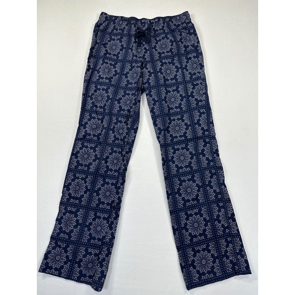 Old Navy Pajama Pants M Tall Blue White Floral Bandana Mandala Print Lounge
